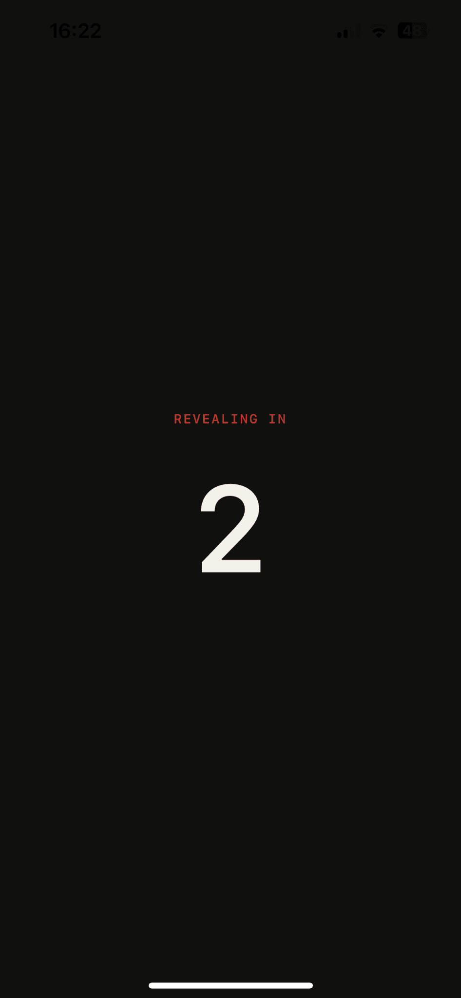 POVE Reveal countdown screen