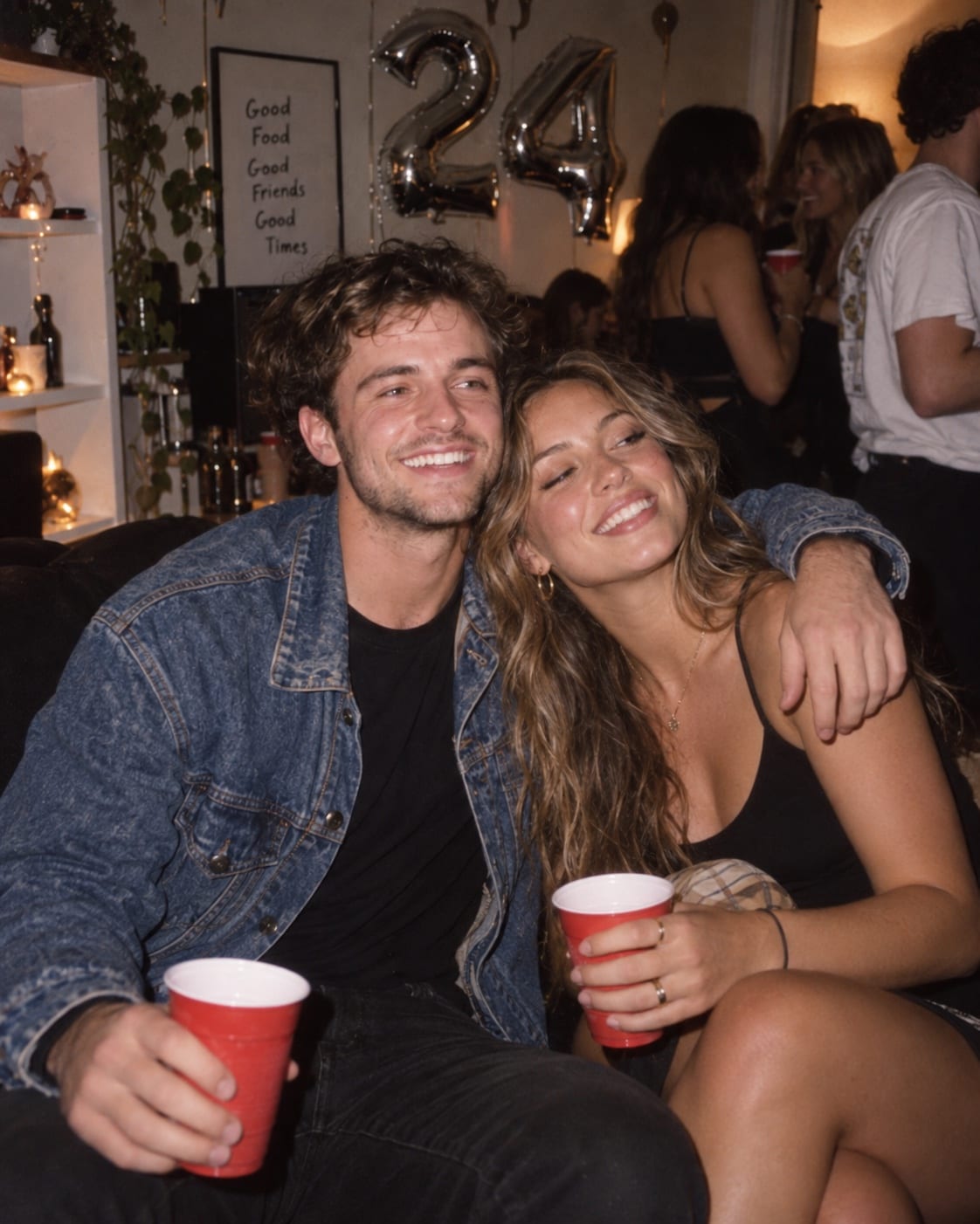 Friends sitting together during a birthday party