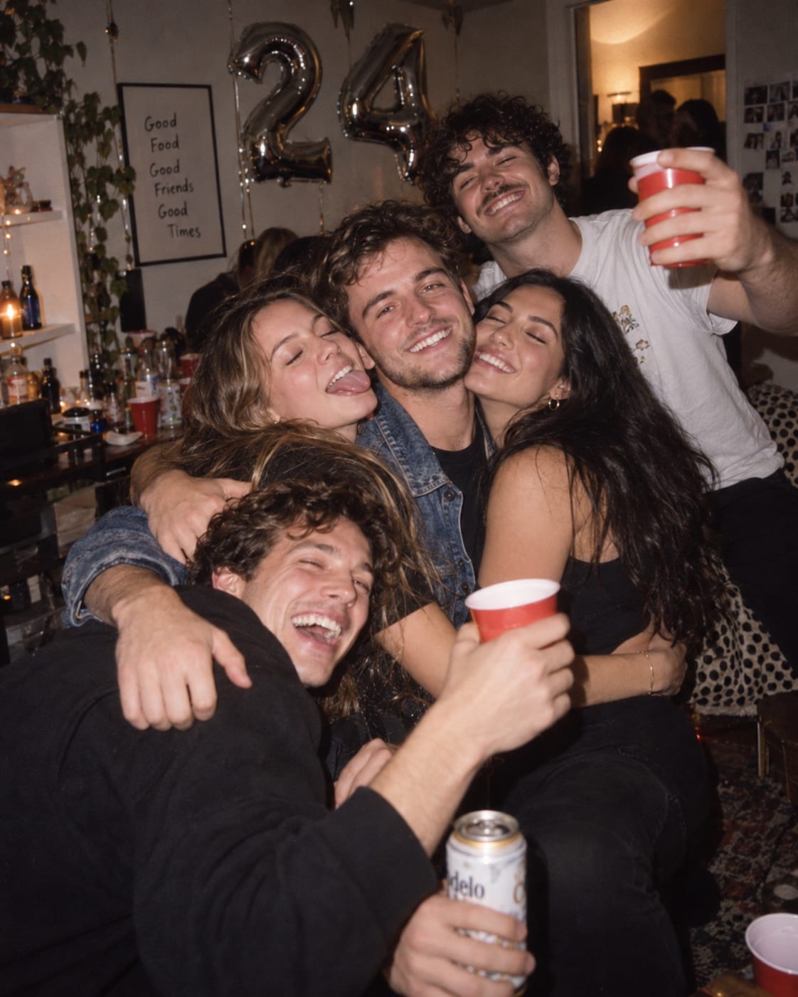 Friends together at a birthday celebration